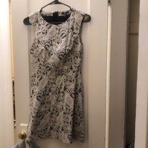 Tailored H&M gray eyelet dress with black lining